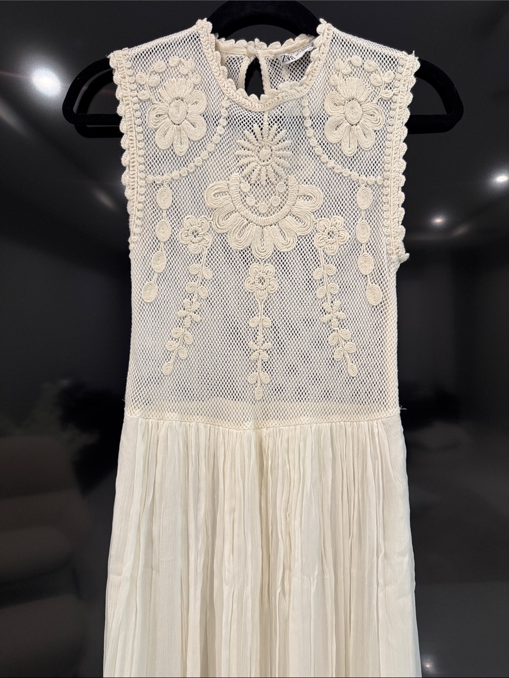 Zara Ivory Lace Bodice Maxi Dress
